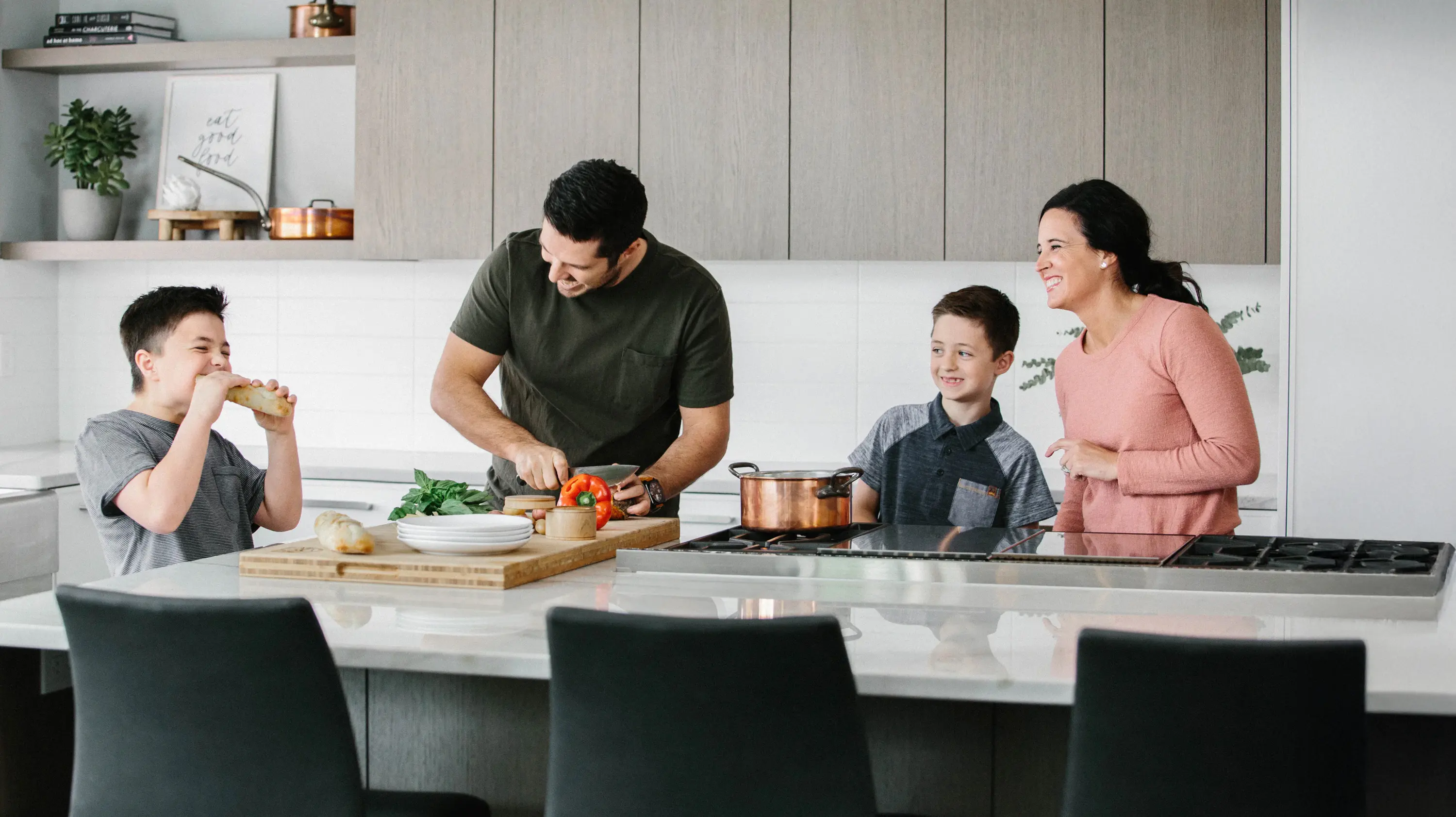 Bellmont family in kitchen