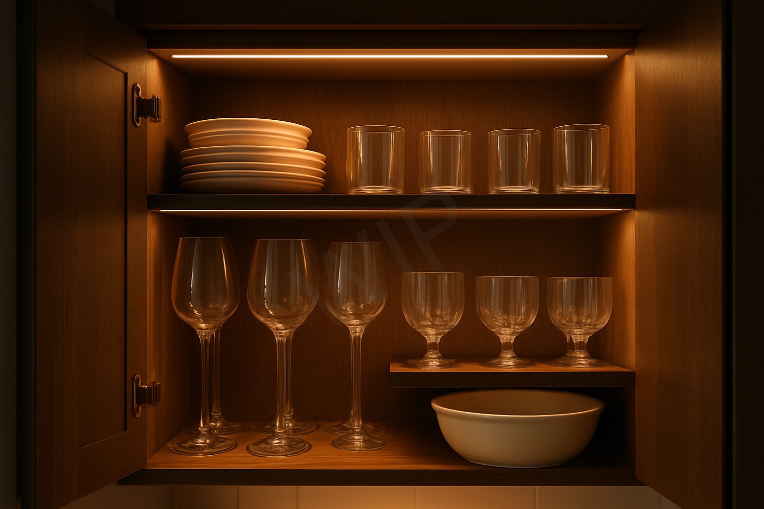 LED-lit cabinet interior