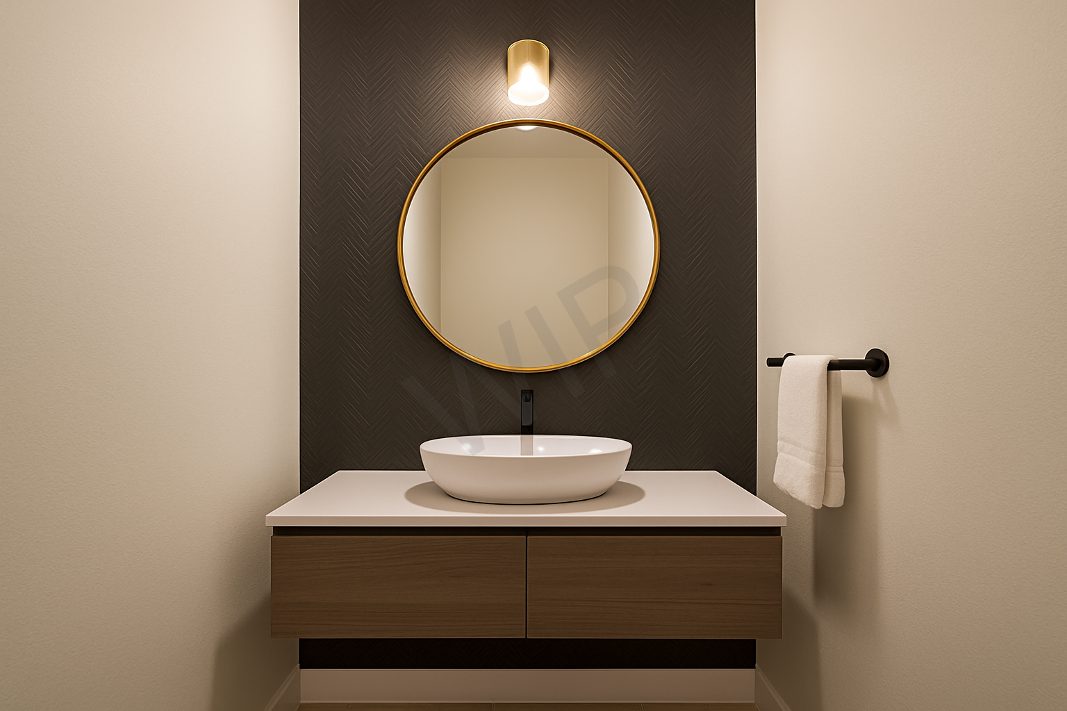 Powder room with floating vanity